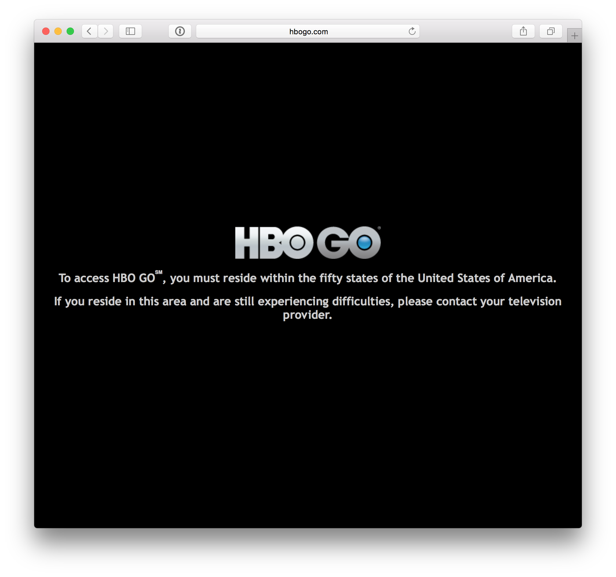 HBO Website, Geo-Blocked